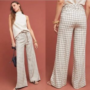 Anthropologie windowpane plaid linen trousers NEW NWT